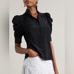 FRAME Woman’s Gillian Puff Sleeve Silk Blouse. Size L. 100% silk
